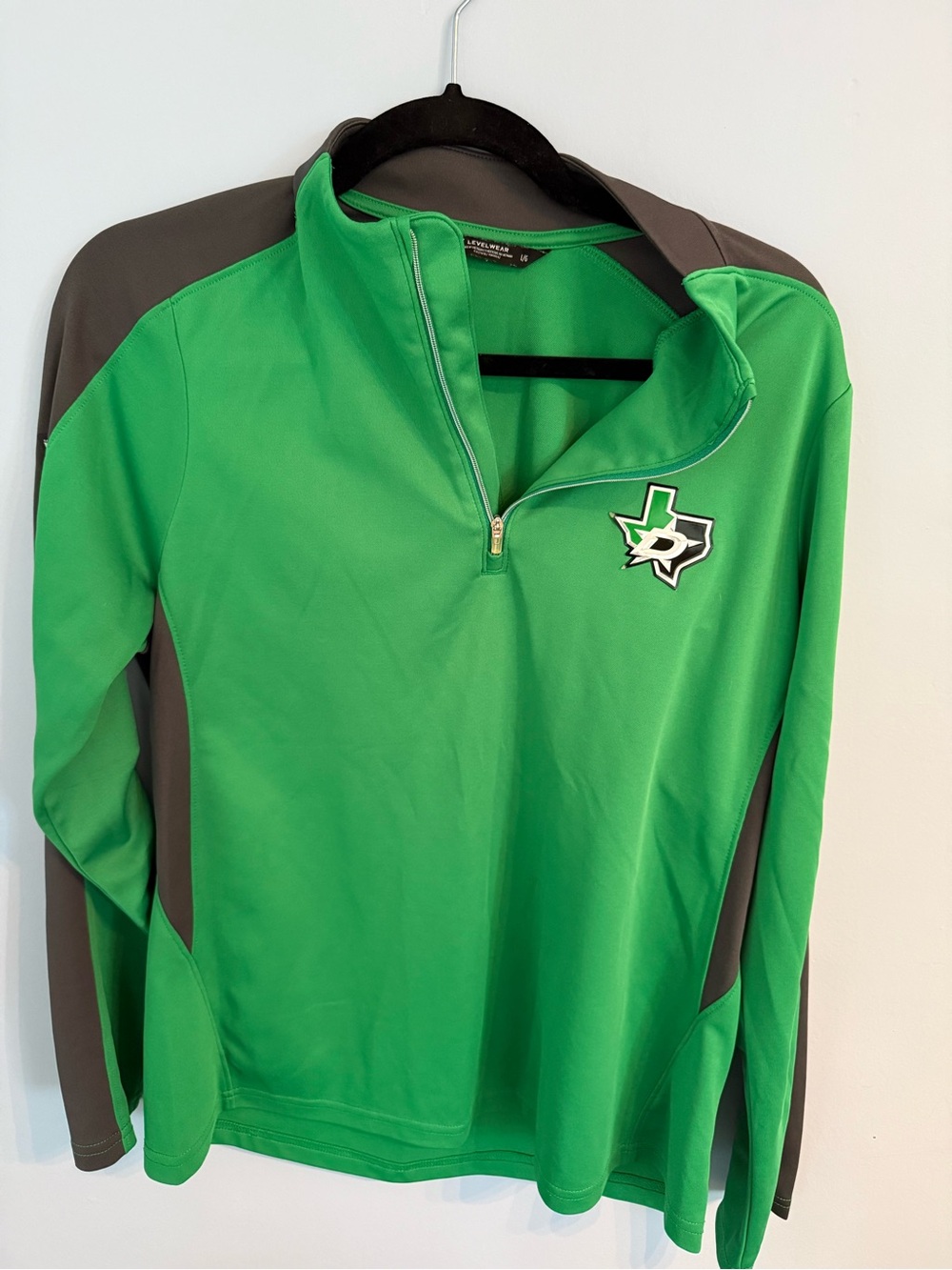 Dallas Stars NHL Green & Gray Quarter-Zip Pullover Levelwear Sz L